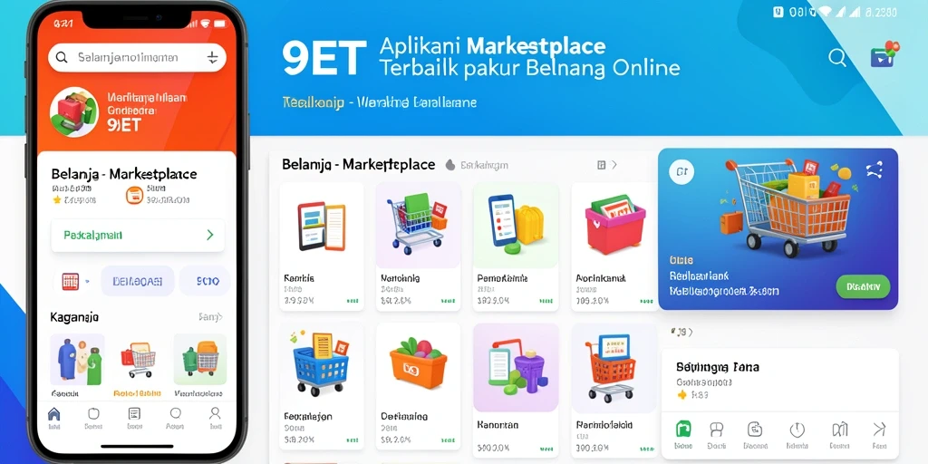 Tampilan antarmuka aplikasi Marketplace 9ET yang menarik dan intuitif.