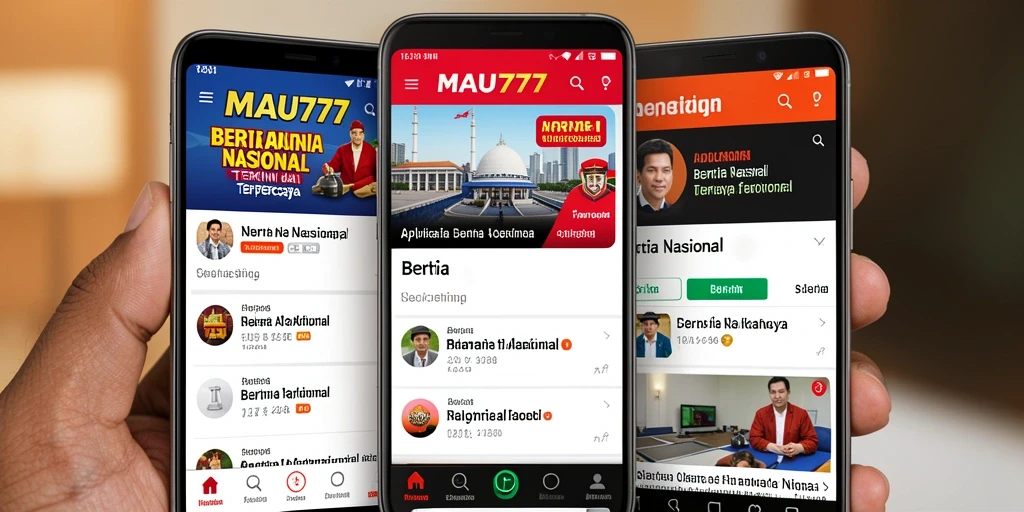 Tampilan antarmuka aplikasi MAU777 dengan berita nasional terkini.