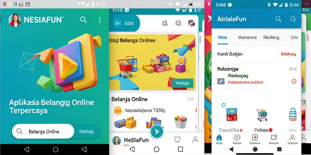Tampilan antarmuka utama aplikasi NESIAFUN untuk belanja online.