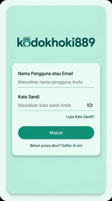 Tampilan halaman login kodokhoki889